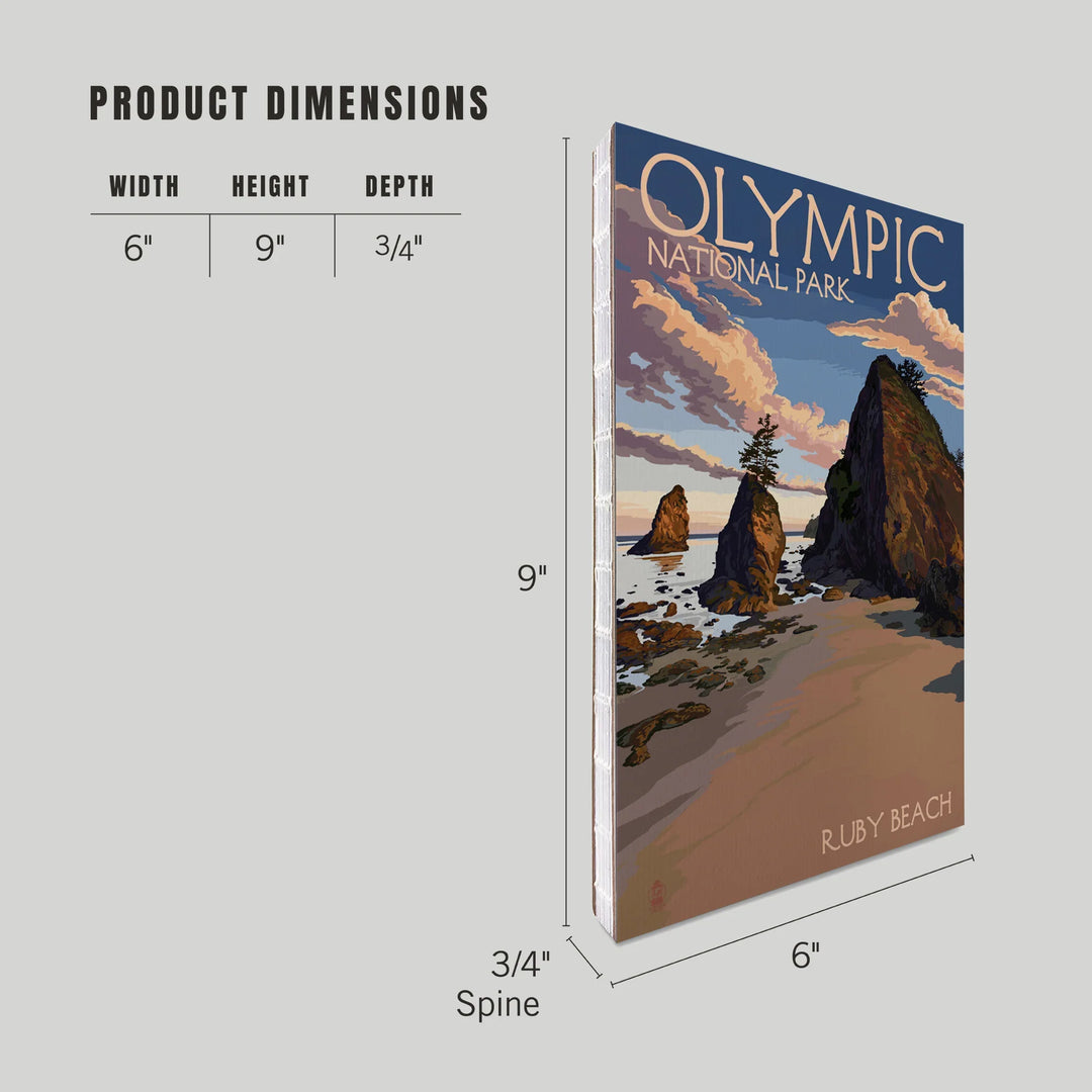 Lined 6x9 Journal, Olympic National Park, Washington, Ruby Beach, Lay Flat, 193 Pages, FSC paper
