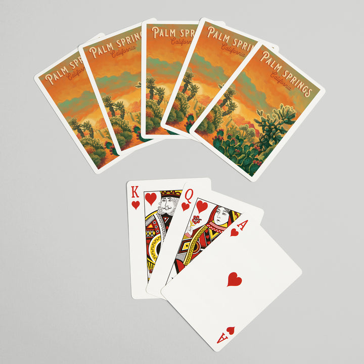 Playing Cards, Palm Springs, California, Oil Painting Series, Cholla Cactus, 52 Card Deck with Jokers in Box, Unique Art