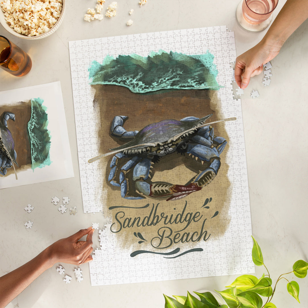 Norfolk, Virginia, Watercolor, Blue Crab, 1000 Piece Jigsaw Puzzle