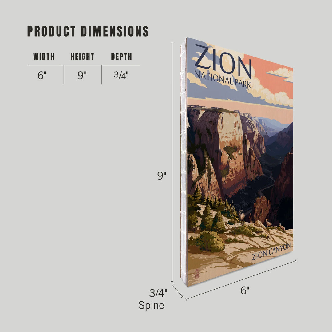 Lined 6x9 Journal, Zion National Park, Utah, Zion Canyon Sunset, Lay Flat, 193 Pages, FSC paper