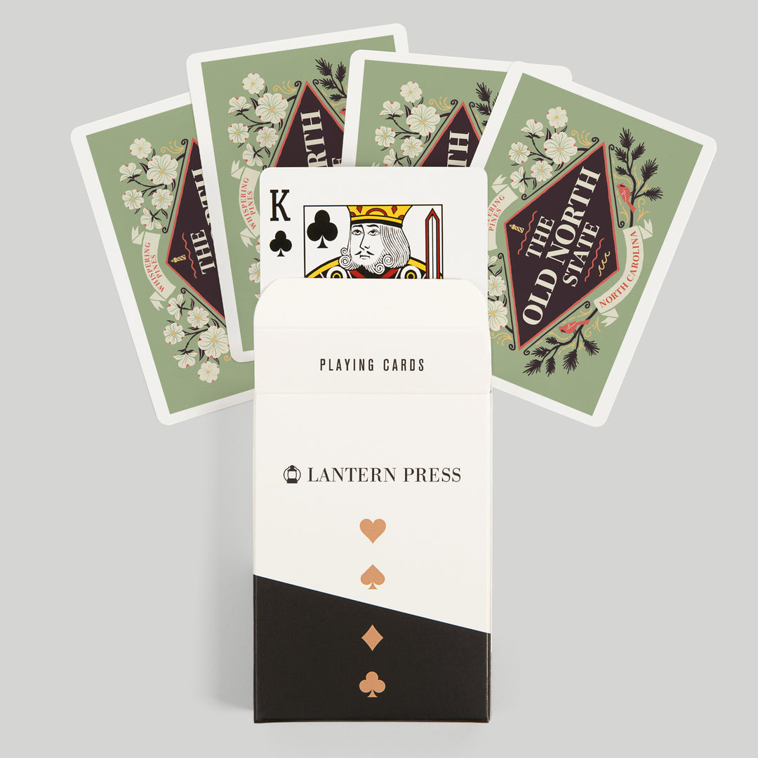 Playing Cards, Whispering Pines, North Carolina, State Motto Crest, State Series, 52 Card Deck with Jokers in Box, Unique Art