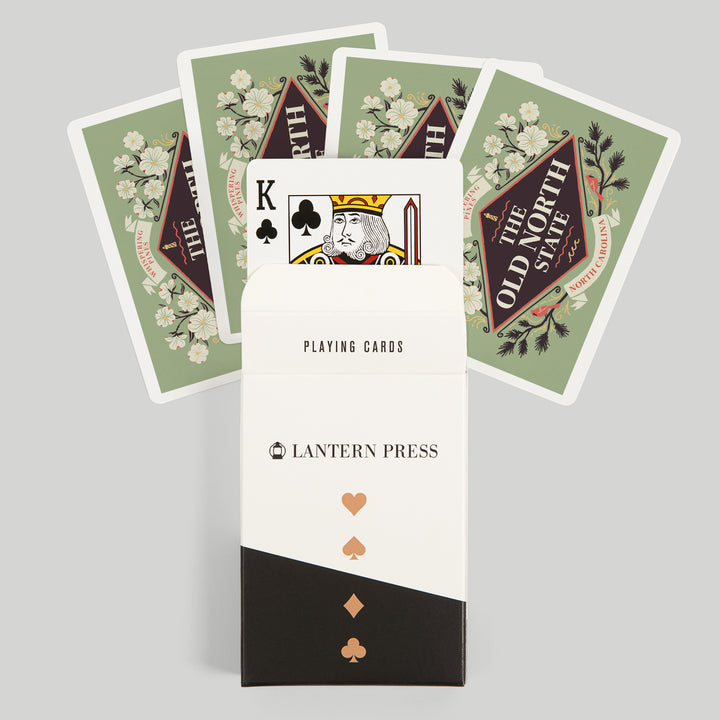 Playing Cards, Whispering Pines, North Carolina, State Motto Crest, State Series, 52 Card Deck with Jokers in Box, Unique Art