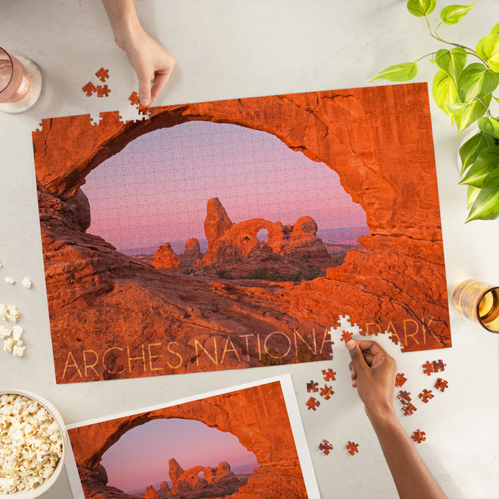 Arches National Park, Utah, Pink Sky, Jigsaw Puzzle