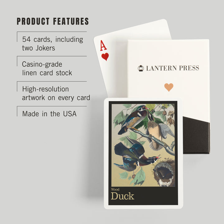 Playing Cards, Audubon Birds of North America, Wood Duck, 52 Card Deck with Jokers in Box, Unique Art