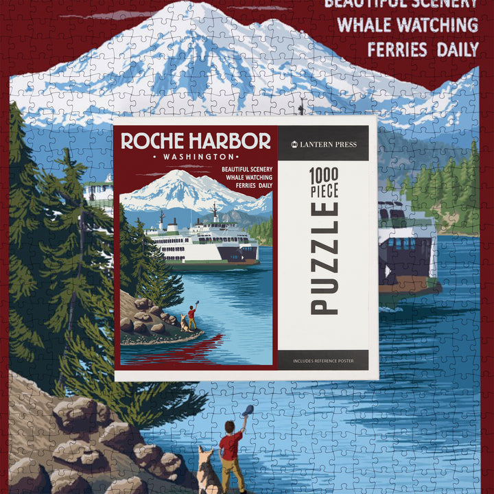 Roche Harbor, Washington, Ferry Scene with Boy, Jigsaw Puzzle