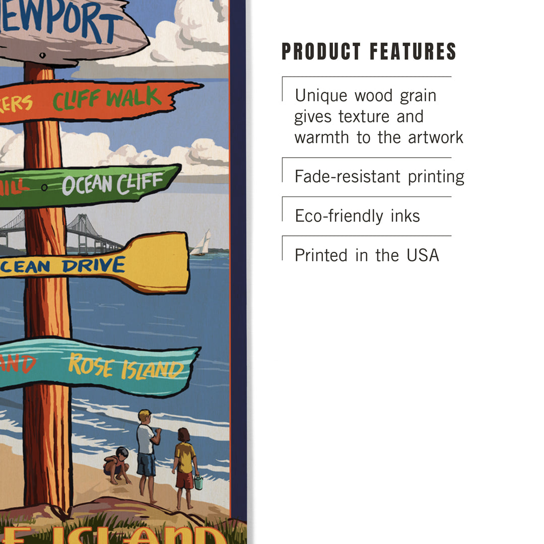 Newport, Rhode Island, Destinations Sign, Wood Sign and Postcards