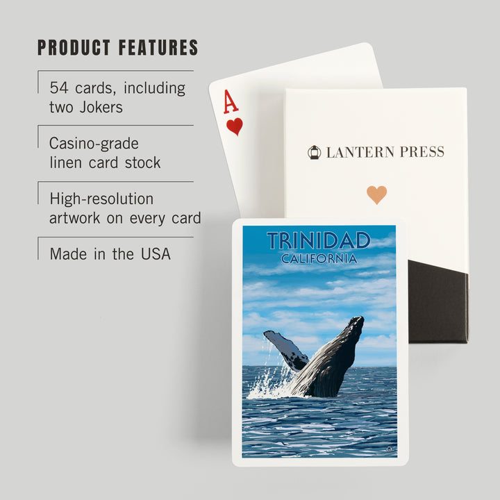 Playing Cards, Trinidad, California, Humpback Whale, 52 Card Deck with Jokers in Box, Unique Art