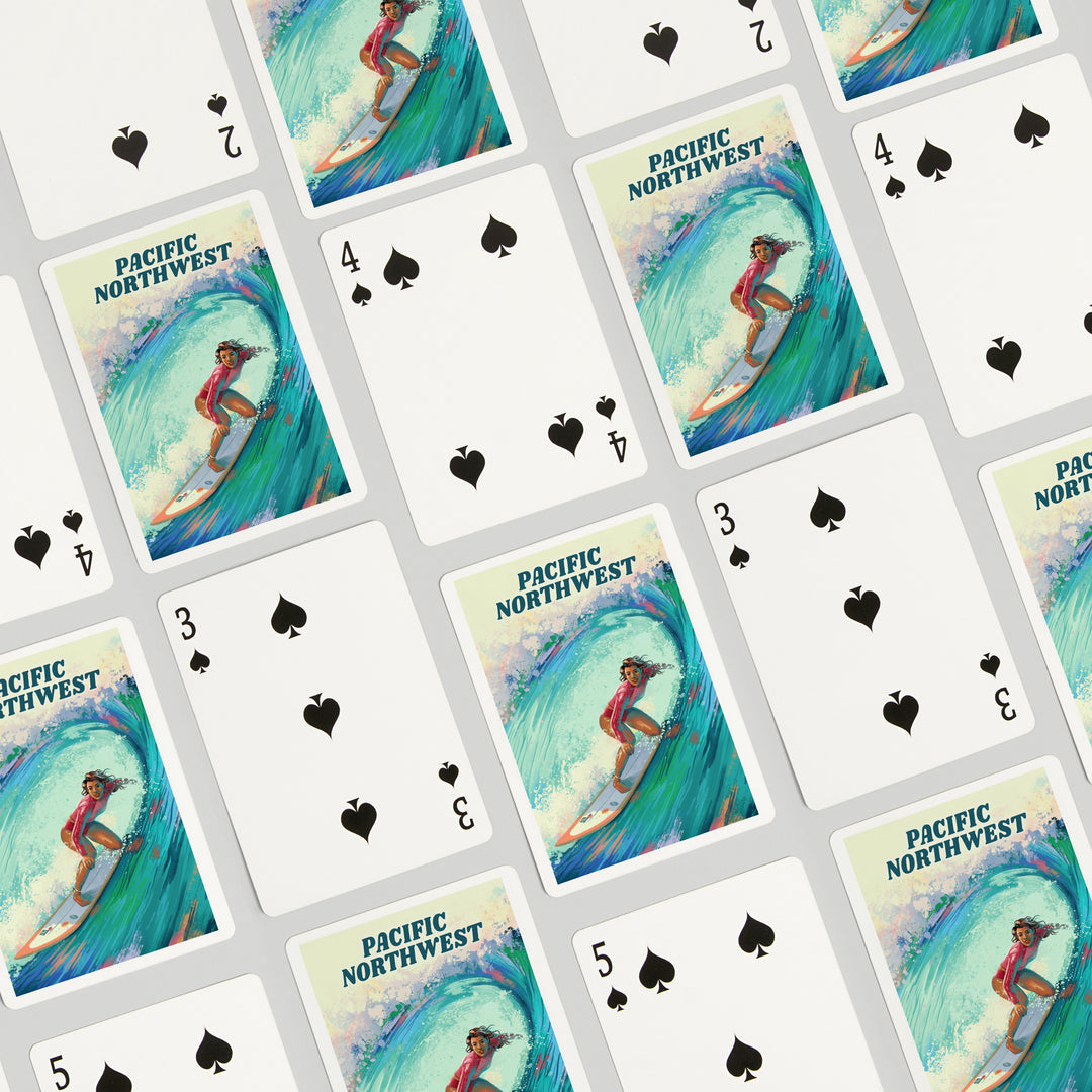 Playing Cards, Pacific Northwest, Vitamin Sea, Coastal Series, Surfer Girl, 52 Card Deck with Jokers in Box, Unique Art