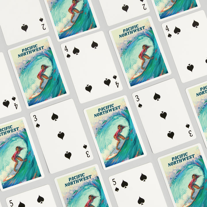 Playing Cards, Pacific Northwest, Vitamin Sea, Coastal Series, Surfer Girl, 52 Card Deck with Jokers in Box, Unique Art