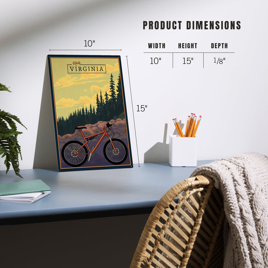 Virginia, Mountain Bike, Ride the Trails, Wood Sign and Postcards