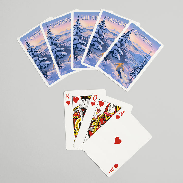 Playing Cards, California, Ski for Miles, Skiing, 52 Card Deck with Jokers in Box, Unique Art