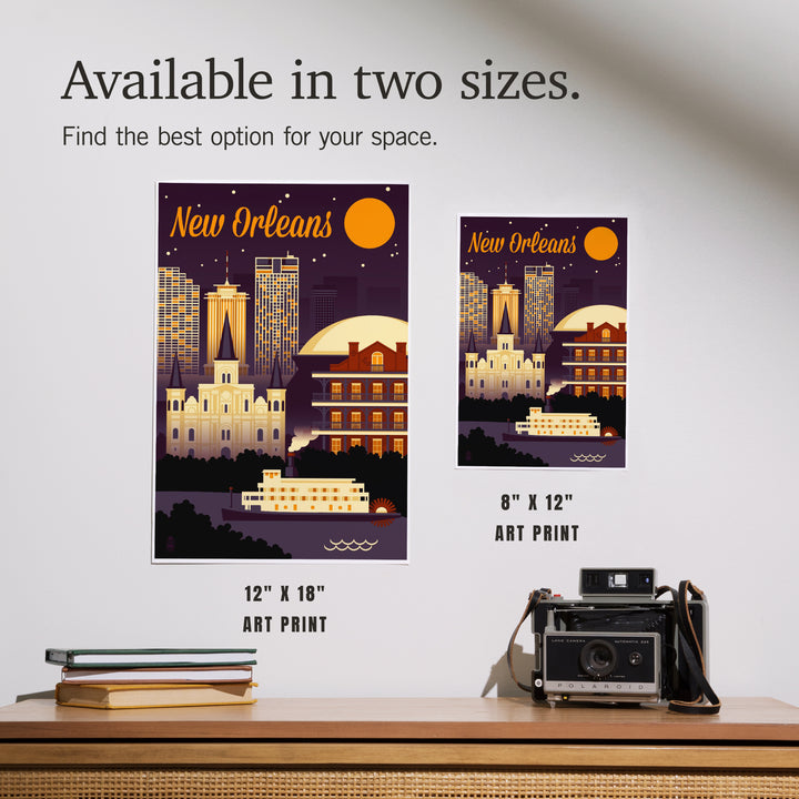 New Orleans, Louisiana, Retro Skyline Chromatic Series, Art & Giclee Prints