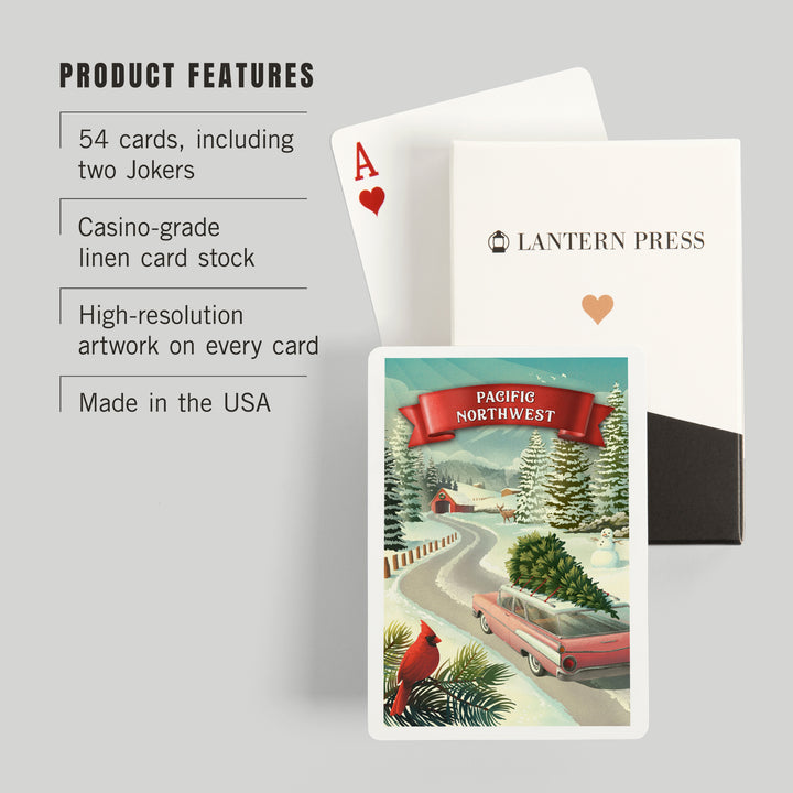 Playing Cards, Pacific Northwest, Holiday Tradition, 52 Card Deck with Jokers in Box, Unique Art