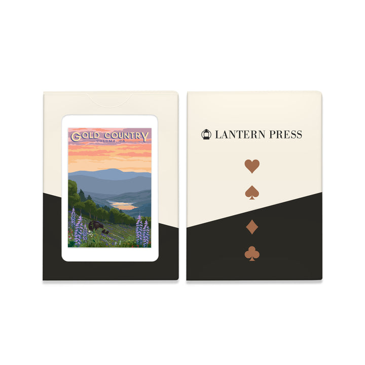 Playing Cards, Coloma, California, Gold Country, Bear And Spring Flowers, 52 Card Deck with Jokers in Box, Unique Art