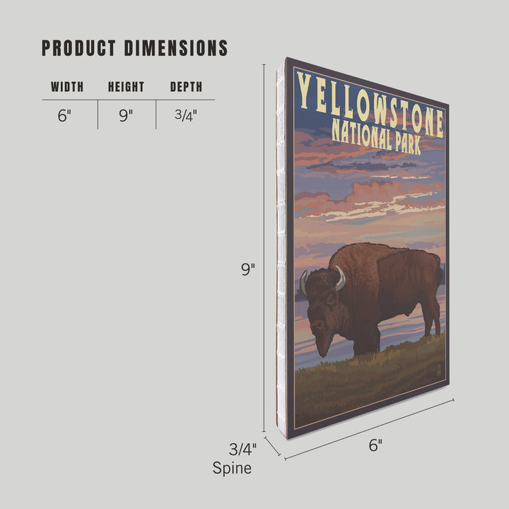 Lined 6x9 Journal, Yellowstone National Park, Wyoming, Bison and Sunset, Lay Flat, 193 Pages, FSC paper