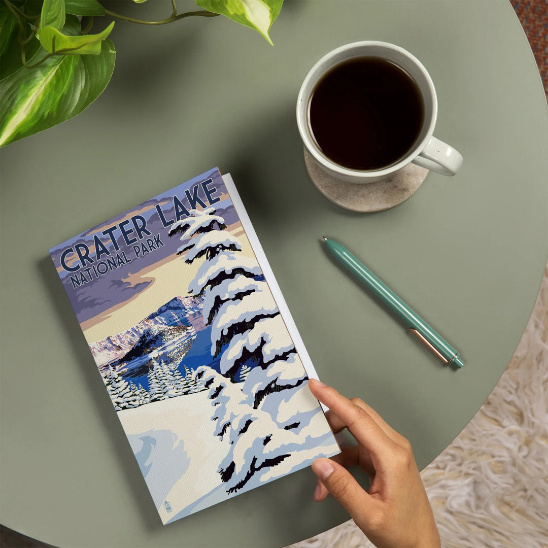 Lined 6x9 Journal, Crater Lake National Park, Oregon, Winter Scene, Painterly Series, Lay Flat, 193 Pages, FSC paper