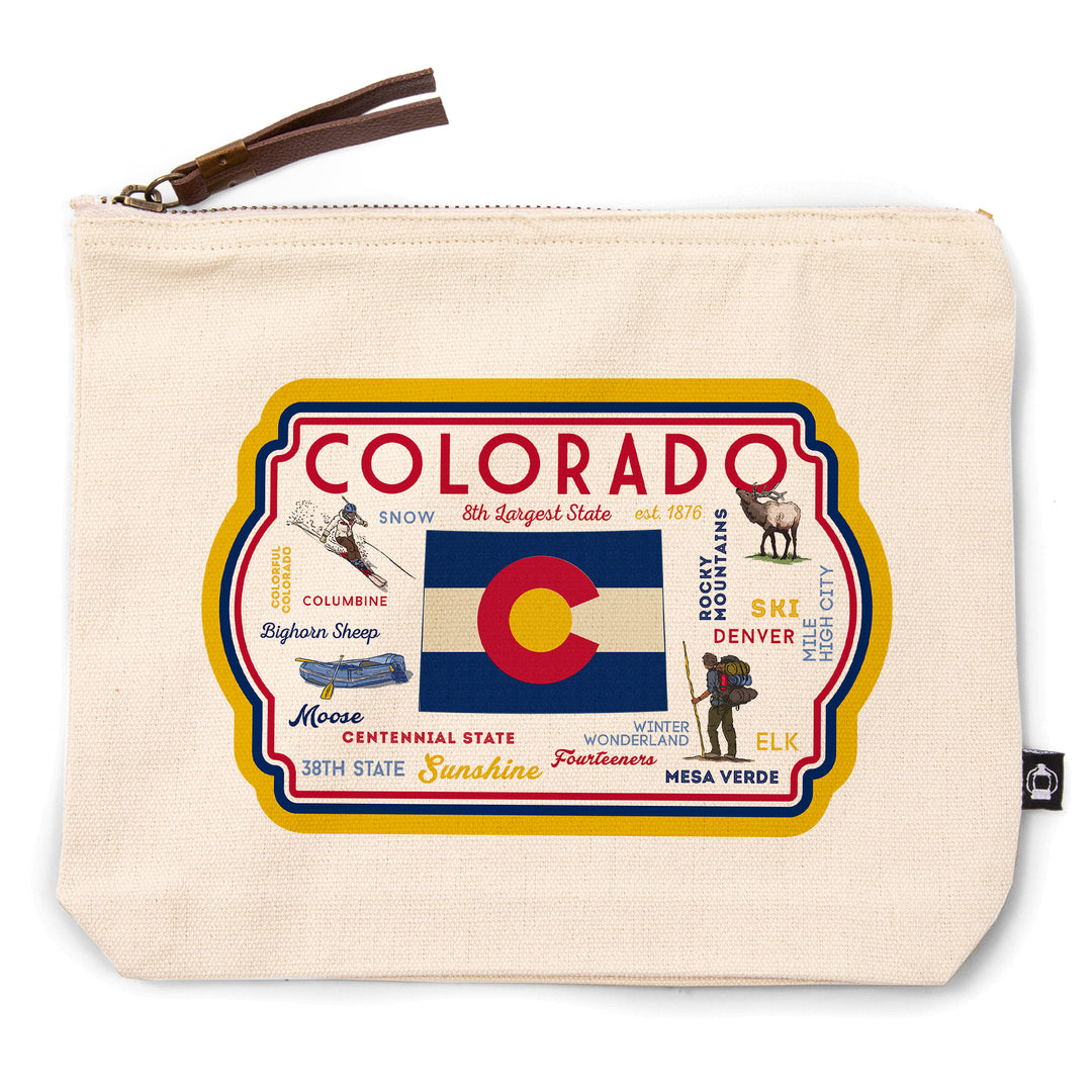 Colorado, Typography & Icons, Contour, Lantern Press Artwork, Accessory Go Bag