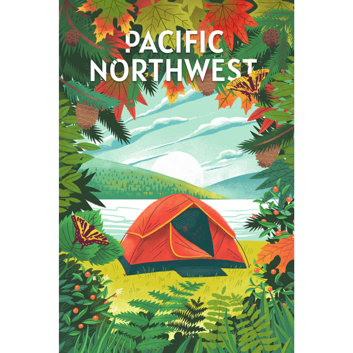 Pacific Northwest, Peek That View, Tent Camping, Fall Colors canvas art