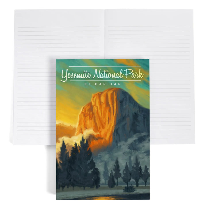 Lined 6x9 Journal, Yosemite National Park, California, El Capitan, Oil Painting, Lay Flat, 193 Pages, FSC paper