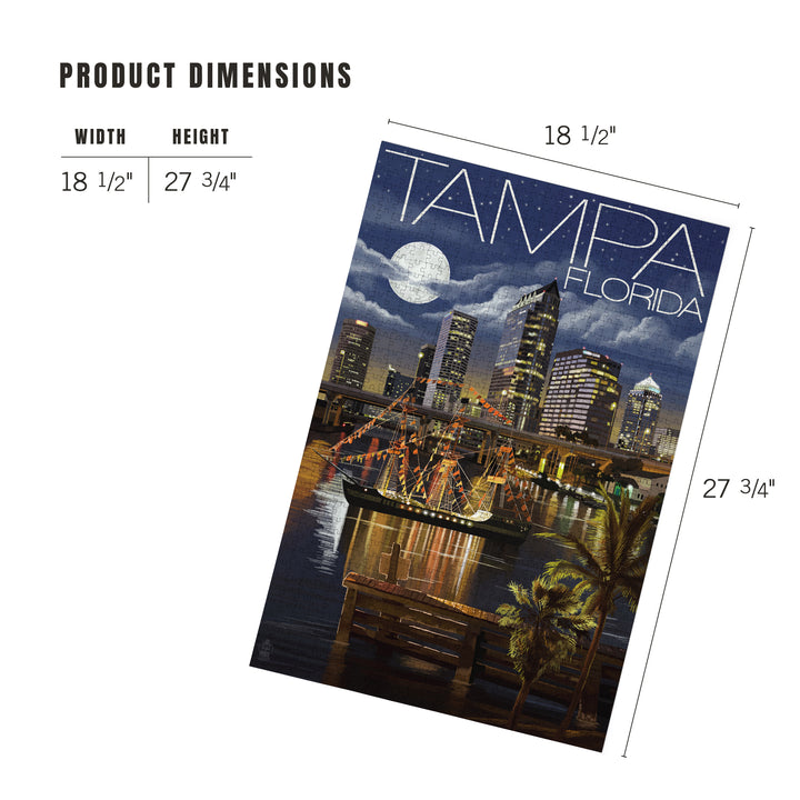 Tampa, Florida, Skyline at Night, Jigsaw Puzzle