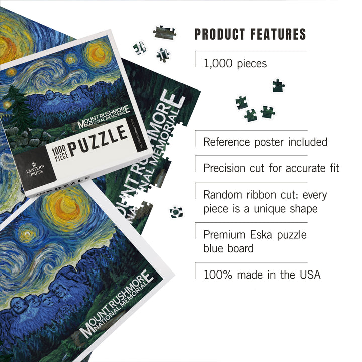 Mount Rushmore National Memorial, South Dakota, Starry Night, Jigsaw Puzzle