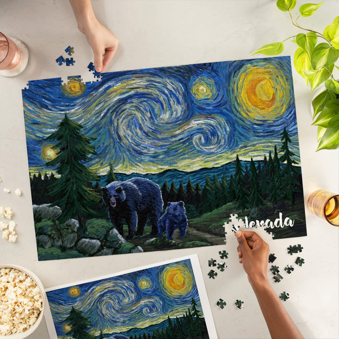 Nevada, Starry Night, Bear and Cub, Jigsaw Puzzle