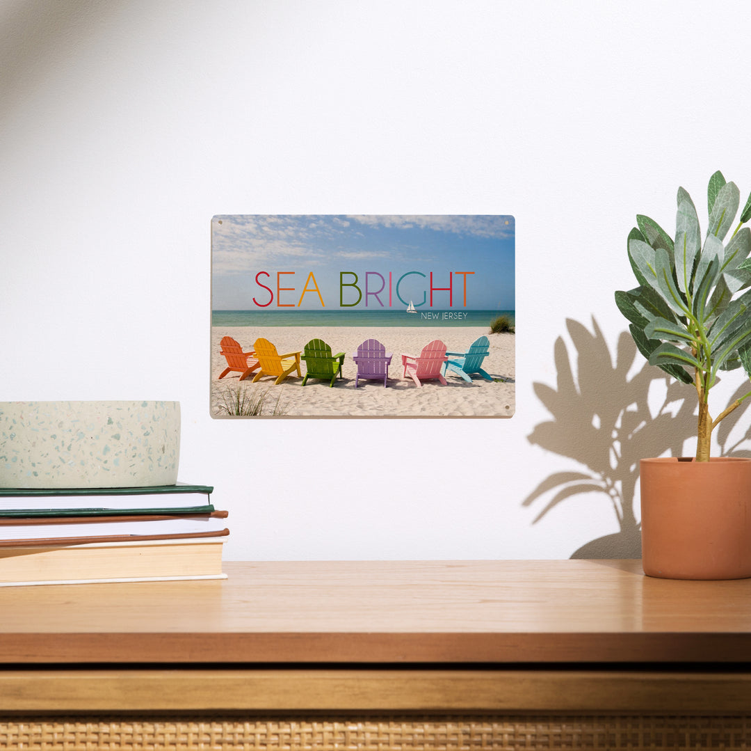 Sea Bright, New Jersey, Photography, Colorful Beach Chairs, Wood Signs and Postcards