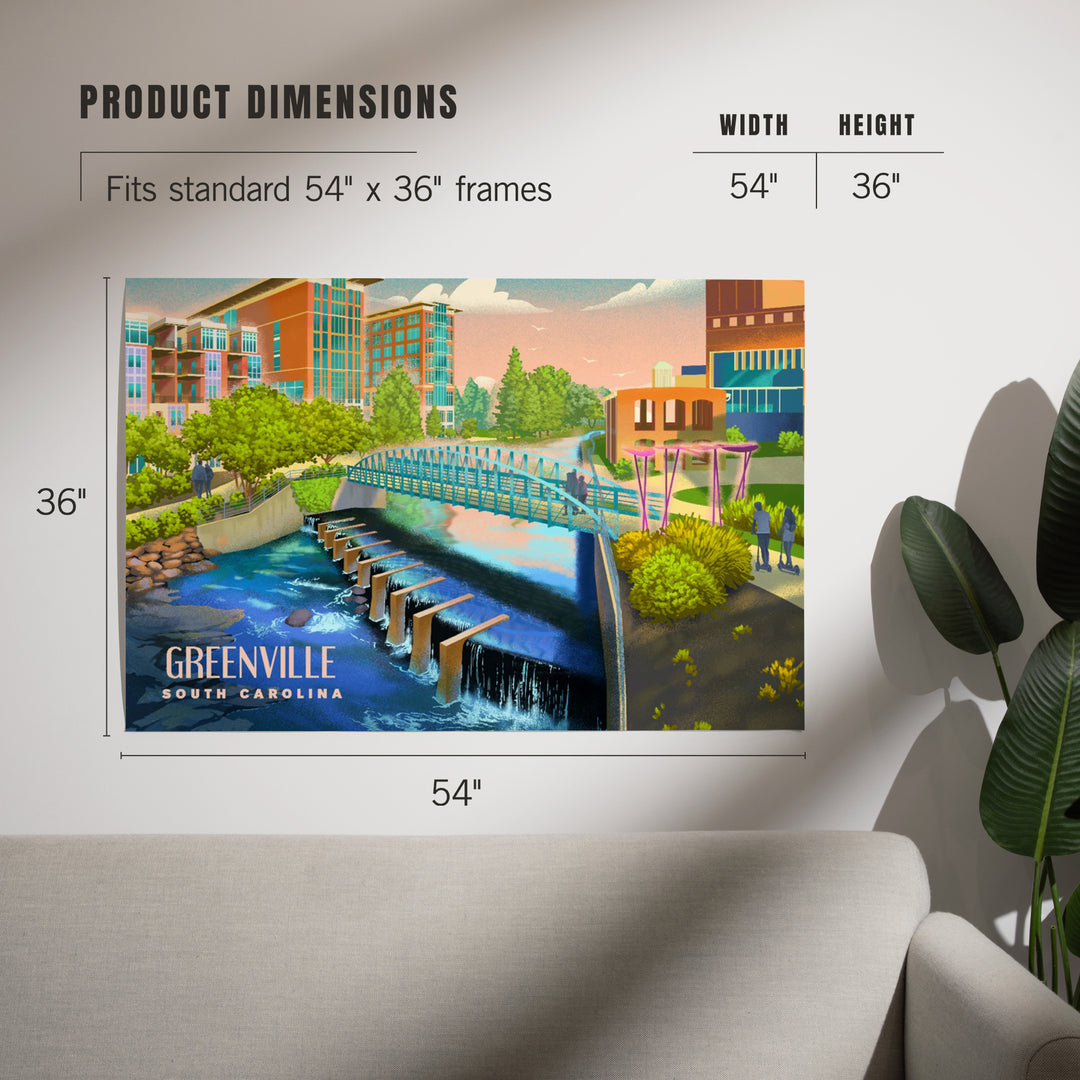 Greenville, South Carolina, Lithograph, Art & Giclee Prints