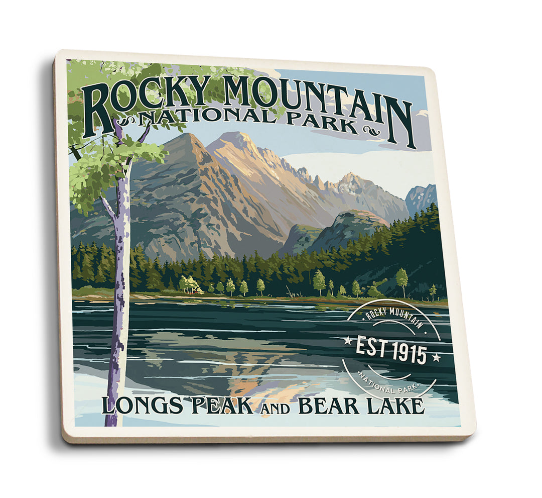 Rocky Mountain National Park, Colorado, Longs Peak and Bear Lake Press, Coaster Set