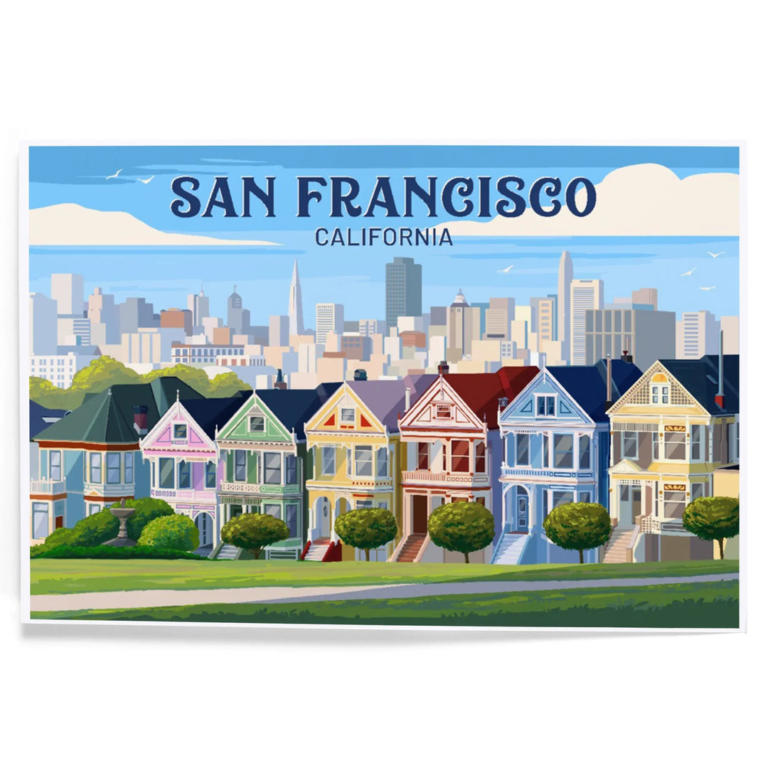 San Francisco, California, Painterly, Painted Houses, Art & Giclee Prints