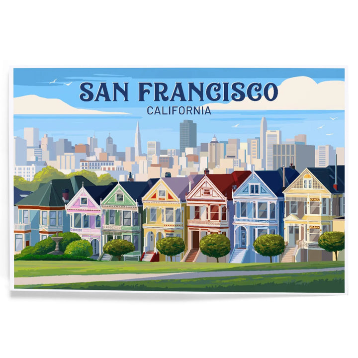 San Francisco, California, Painterly, Painted Houses, Art & Giclee Prints