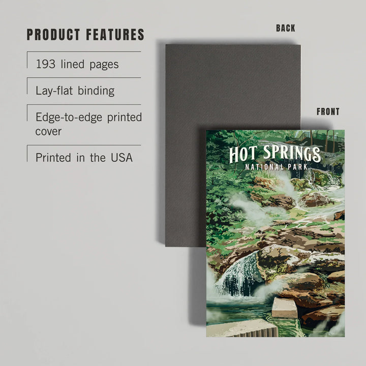 Lined 6x9 Journal, Hot Springs National Park, Arkansas, Painterly National Park Series, Lay Flat, 193 Pages, FSC paper