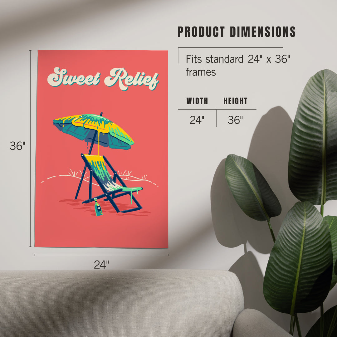 Sweet Relief Collection, Beach Chair and Umbrella, Sweet Relief, Art & Giclee Prints