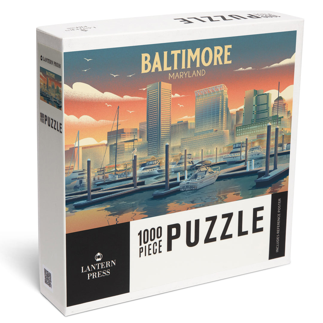 Baltimore, Maryland, Lithograph, City Series, 1000 Piece Jigsaw Puzzle