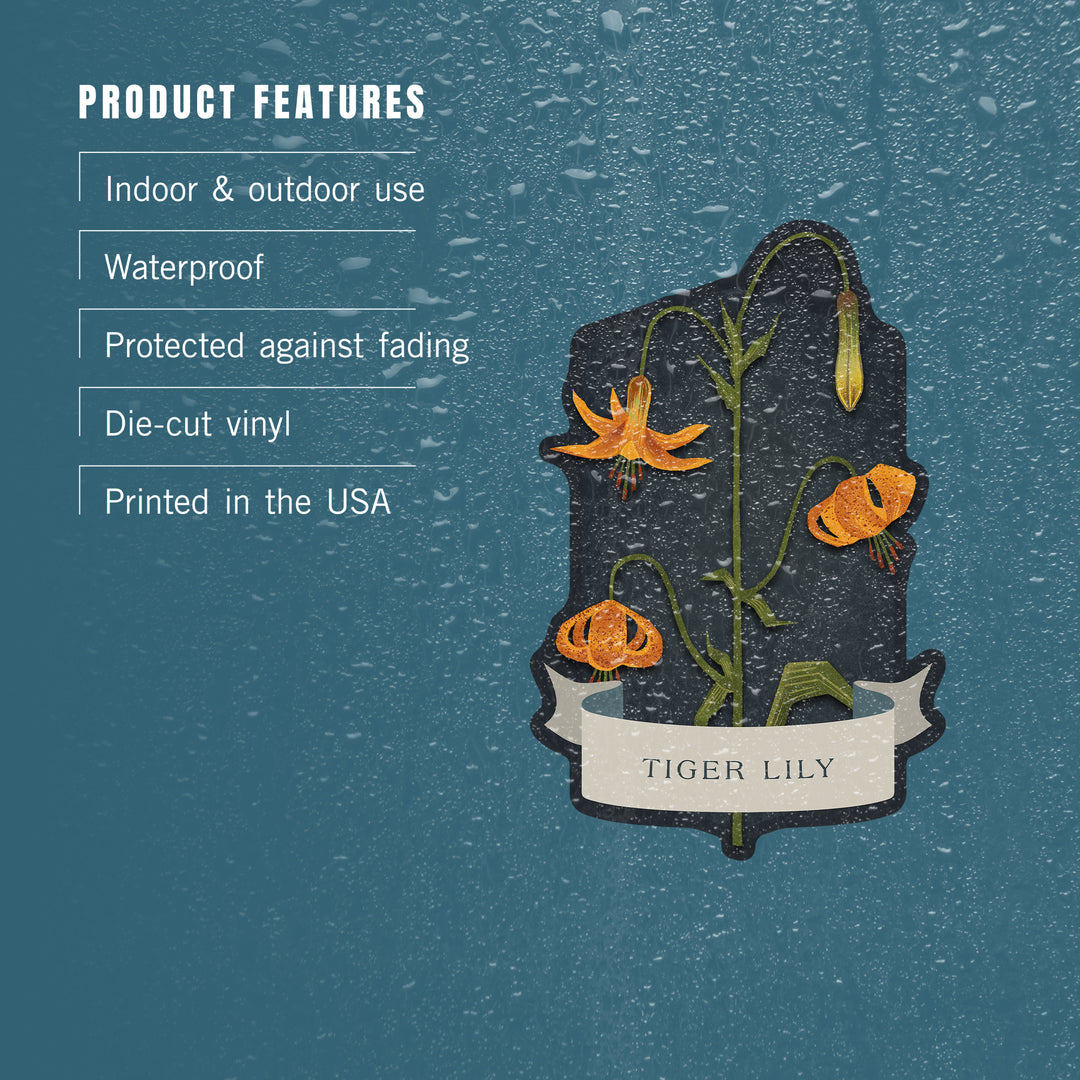 Vintage Flora Noir, Tiger Lily, Vinyl Sticker