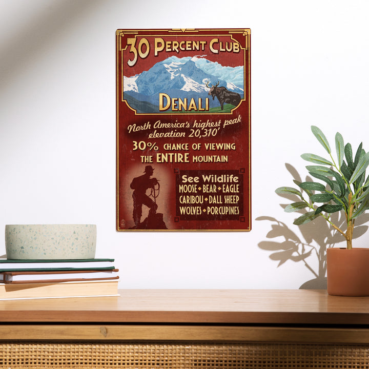 Denali National Park, Alaska, 30% Club Vintage, Wood Sign and Postcards
