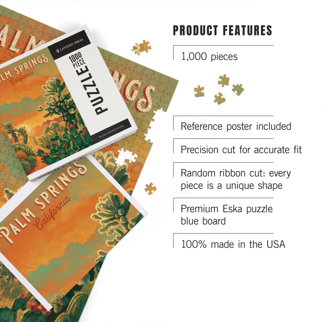 Palm Springs, California, Oil Painting Series, Cholla Cactus, 1000 Piece Jigsaw Puzzle