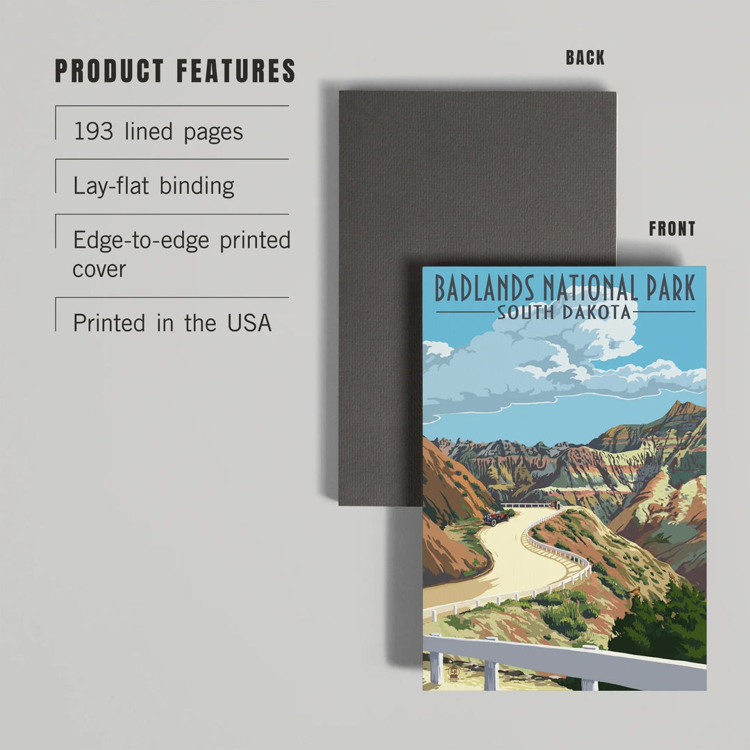 Lined 6x9 Journal, Badlands National Park, South Dakota, Road Scene, Lay Flat, 193 Pages, FSC paper