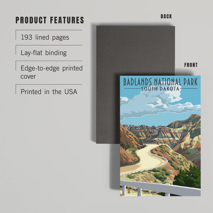 Lined 6x9 Journal, Badlands National Park, South Dakota, Road Scene, Lay Flat, 193 Pages, FSC paper