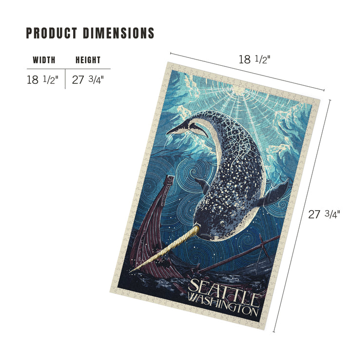 Seattle, Washington, Narwhal Letterpress, Jigsaw Puzzle