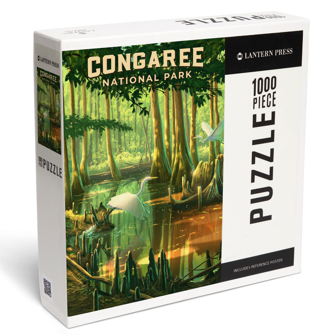 South Carolina, Oil Painting, Congaree National Park, 1000 Piece Jigsaw Puzzle