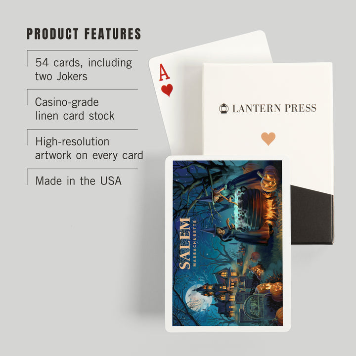 Playing Cards, Salem, Massachusetts, Lithograph, Cemetery, 52 Card Deck with Jokers in Box, Unique Art