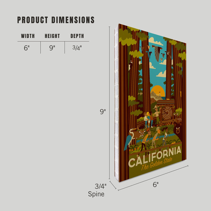 Lined 6x9 Journal, California, Geometric, The Golden State, Lay Flat, 193 Pages, FSC paper