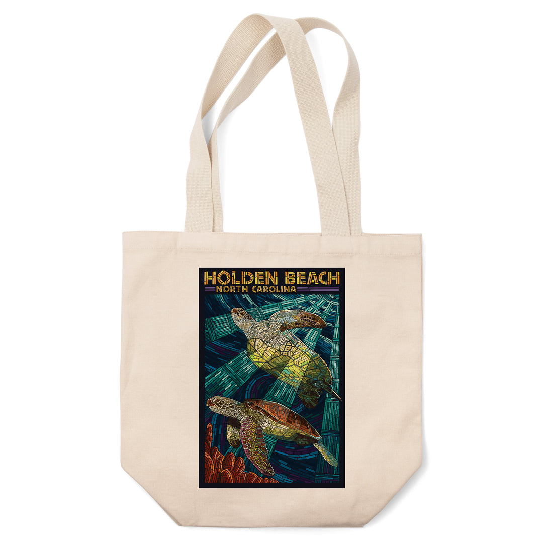 Holden Beach, North Carolina, Sea Turtle Paper Mosaic, Lantern Press Poster, Tote Bag