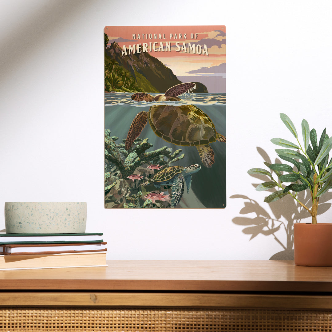 National Park of American Samoa, Painterly, Wood Sign and Postcards