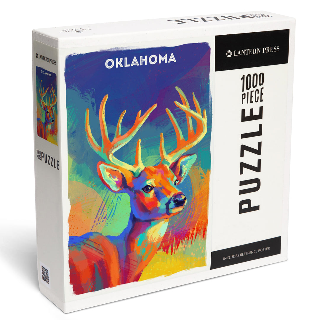 Oklahoma, Vivid, White Tailed Deer, 1000 Piece Jigsaw Puzzle