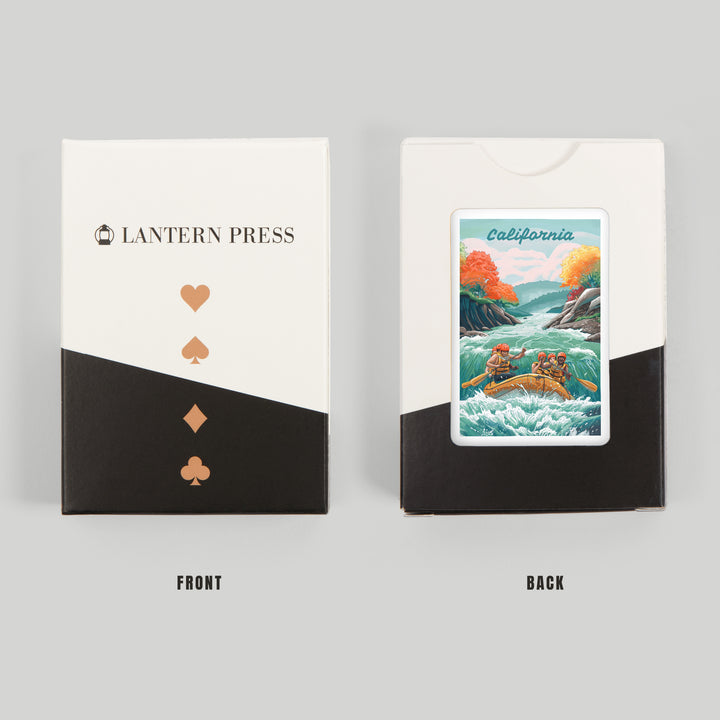 Playing Cards, California, Seek Adventure, River Rafting, 52 Card Deck with Jokers in Box, Unique Art
