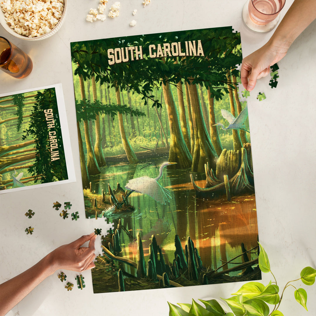 South Carolina, Oil Painting, Swamp, 1000 Piece Jigsaw Puzzle