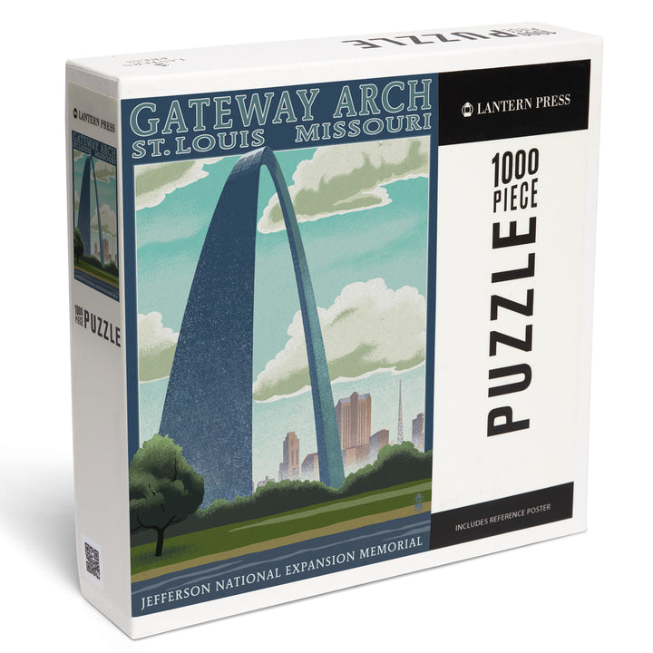 St. Louis, Missouri, Gateway Arch Lithography Style, 1000 Piece Jigsaw Puzzle