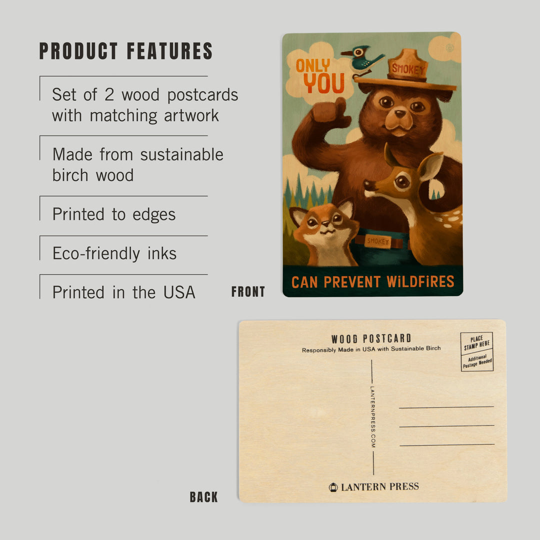 Smokey Bear, Only You, Oil Painting, Officially Licensed, Wood Sign and Postcards